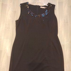 Calvin Klein Sleeveless Sheath Dress Size 16, Embellished Neckline